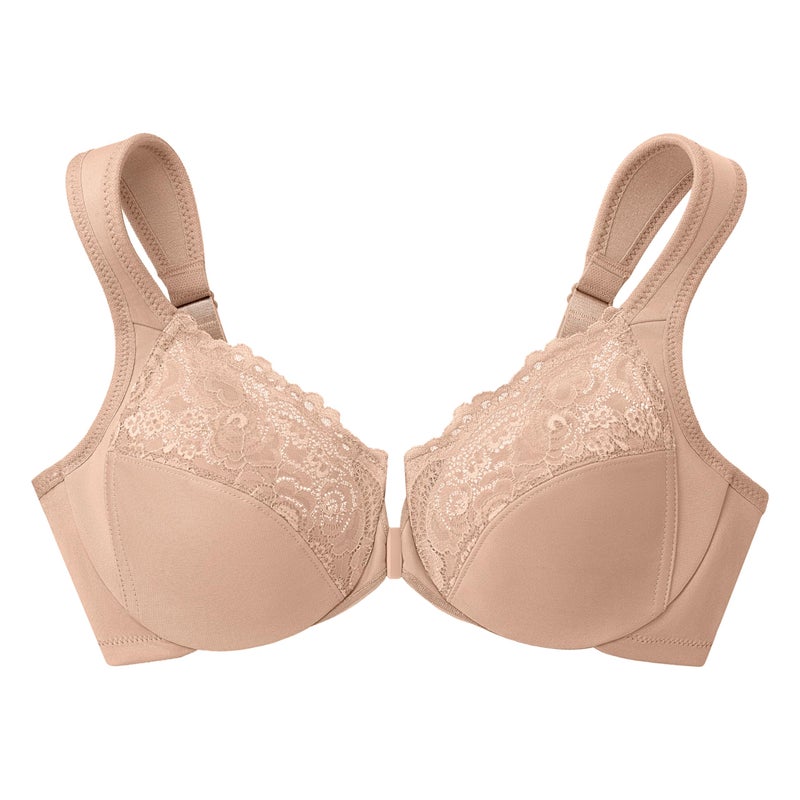Glamorise Full Figure Plus Size Wonderwire Front-Closure Bra Underwire #1245 CafÃ© - Image 3